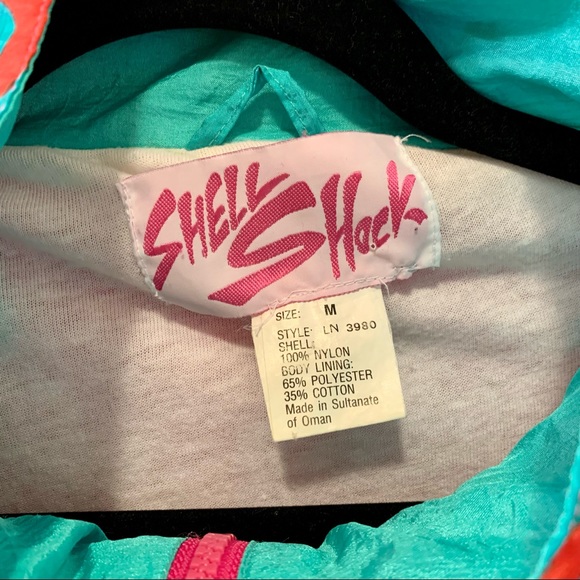 Funky 90s pink and Blue Windbreaker Shell Shock size Medium - Picture 3 of 5